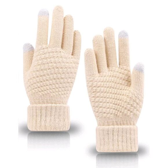 Elizabeth Besich Accessories - Ladies Ivory Winter Knit Gloves - Brand New